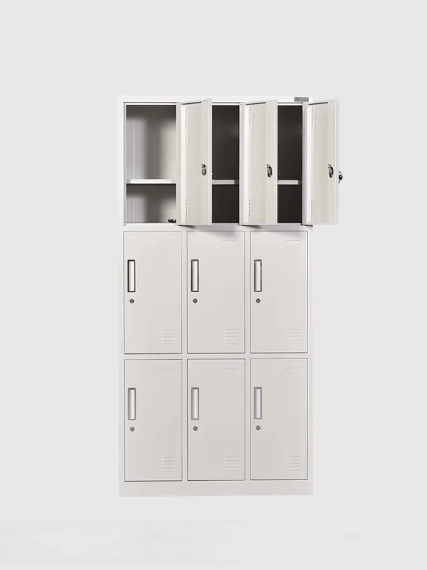 9 Door Office Archives Center Pool Bathroom Gym Large Steel Filing Storage Lockers Dressing Room Wardrobe Cabinet 9-Door unit in white with key lock