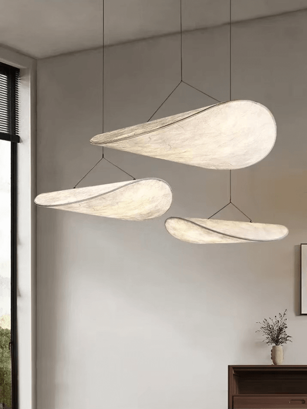 Japanese Wabi Sabi Pendant Lamp for Bedroom Living Dining Home Office Decoration Designer Scandinavian White Led Hanging Chandelier Lighting in 40cm, 50cm, 60cm, 80cm, 100cm, 120cm size