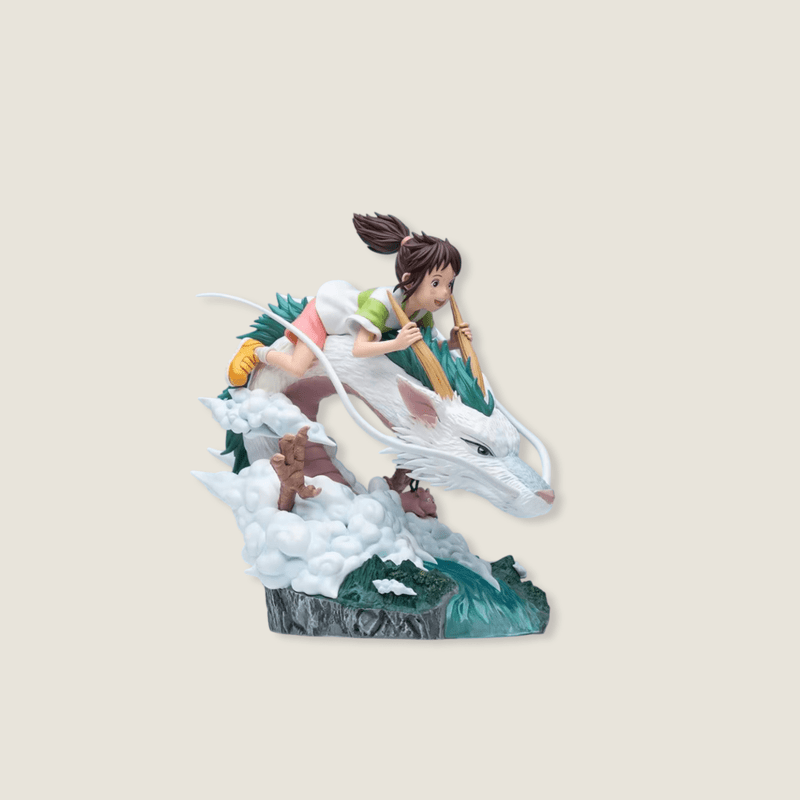 Japanese Anime Action Figure Ogino Chihiro And Nigihayami Kohakunushi Little white dragon flying PVC Model Doll Customized My friend Totoro Spirited Away Chikara Studio Miyazaki Hayao Desktop Resin Statue figurines Collectible Decorate Toy Kids Gifting in multicolor