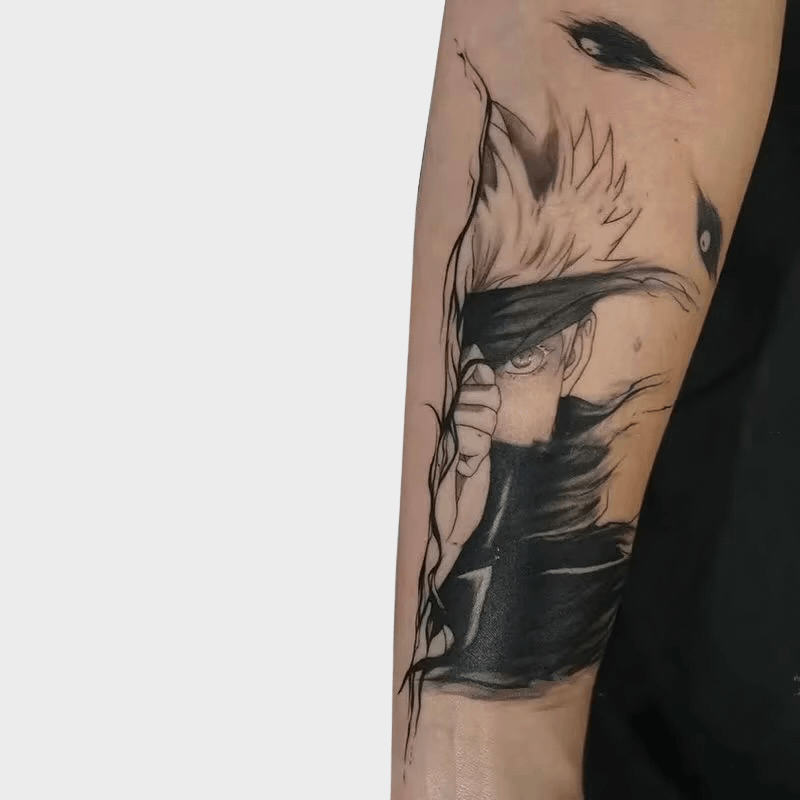 Jujutsu Kaisen Satoru Anime Temporary Tattoo Cartoon Waterproof Fake Body Art Tattoos Body Cartoon Temporary Art For Birthday Party Gift Stickers