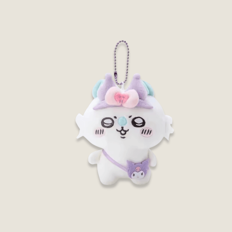 Soft Plush Momonga Co-branded Self-deprecating Bear Chiikawa Sanrio Characters Jiikawa Pendant Cute Jiyi Xiaohachi Usaki Bedroom Ornaments Doll toys Bag charms in white with yellow