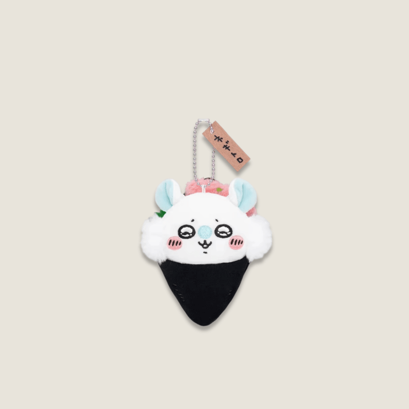 Sanrio Kawaii Girls Cartoon Plush minced tuna and green onion Negitoro Momonga Chiikawa sushi food series Pendant Keychain Charm Decorations Children's Toys Exquisite Gifts in white with brown
