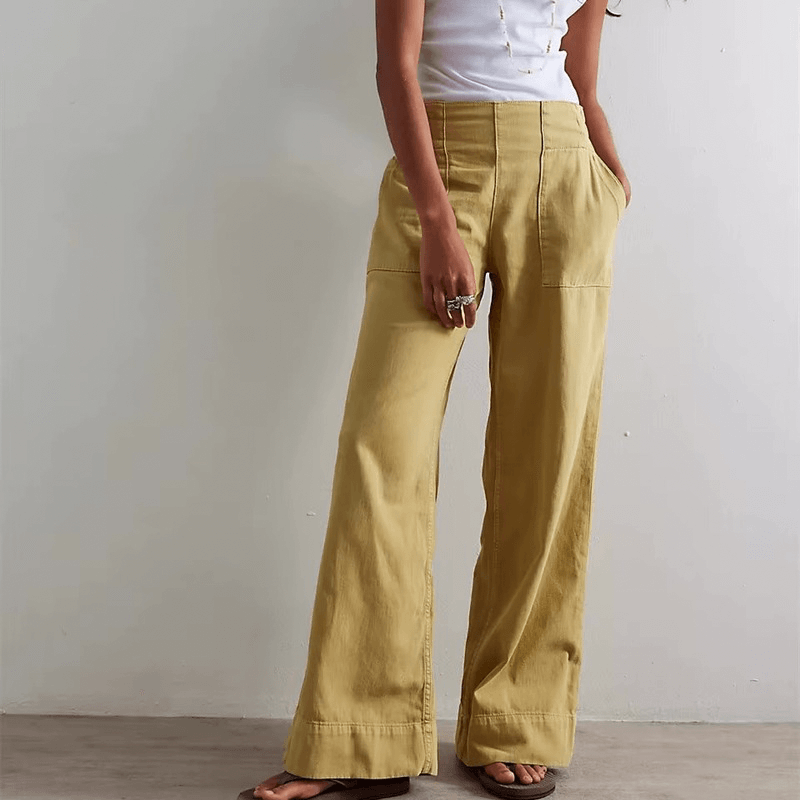 Women’s woman womens petite-, tall-, plus-, size Pull-On Pockets High rise Waist Button-fly Baggy Straight Leg Stretchy Full Length loose fit Trousers Y2K Streetwear Denim Jeans in yellow