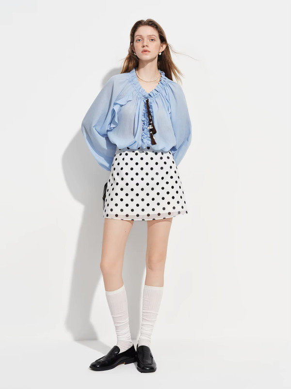 Women’s woman womens petite-, tall-, plus-, size High rise waist A-line Short Coquette Style, Flared Y2K Retro Party Polka Dot Mini Skirts Office commute wfh workwear clothing in white with black