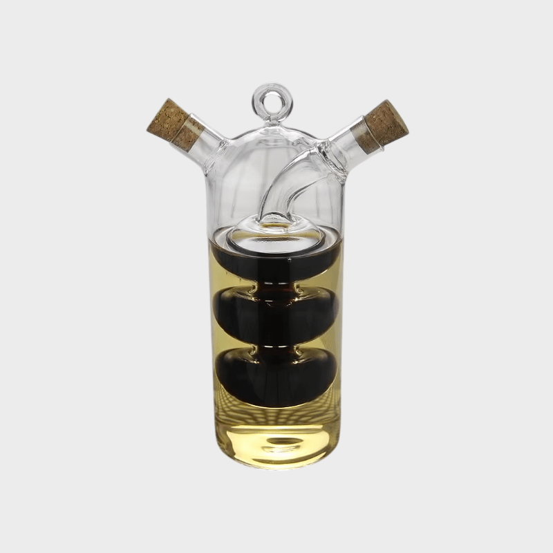 2-in-1 Double Layer Sauce Oil Vinegar Glass Bottle Clear transparent Condiment Seasoning serveware tabletop Sealed Kitchen oblong tall Storage Bottles Jars Kitchen Tools