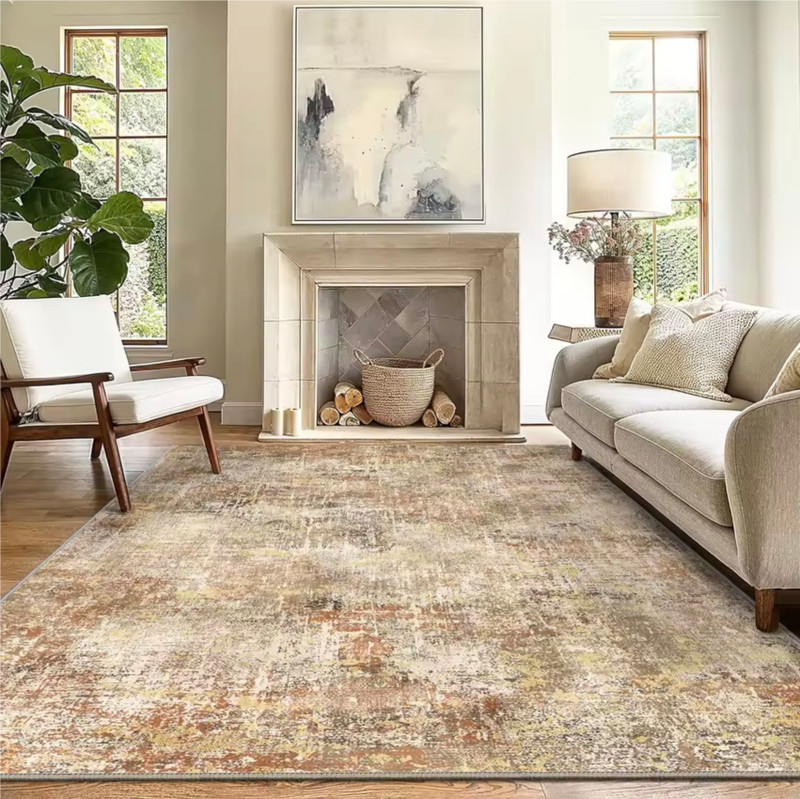 Norway Scandinavia Scandinavian Norwegian Nordic Abstract style for Office Living Room Bedroom Washable Floor Lounge Large Modern Home Decoration Area Rugs Carpets Mats in brown, with multi color