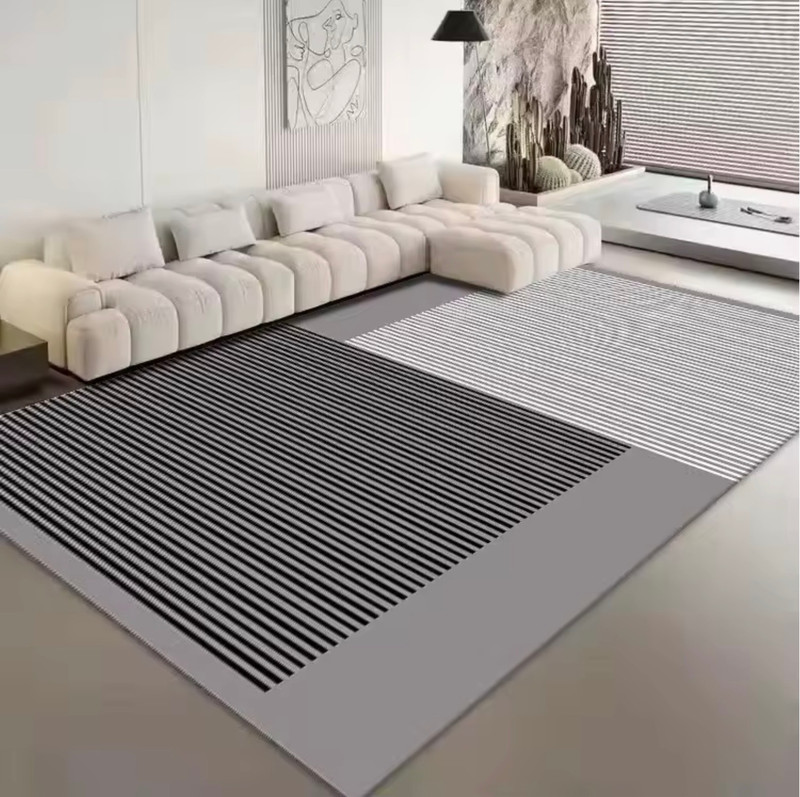 Norway Scandinavia Scandinavian Norwegian Nordic Minimalist style for Office Living Room Bedroom Washable Floor Lounge Large Modern stripes Home Decoration Minimalism geometric striped Area rugs Carpets in black Gray grey