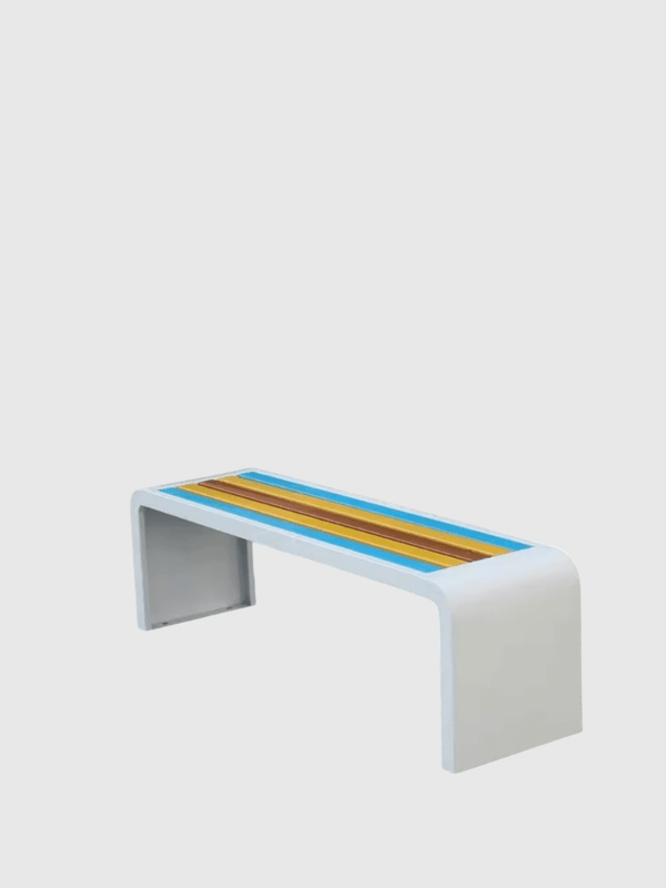 Stainless Steel Outdoor Street Mall Park Patio Classic Metal Bench Garden Leisure Chair Street Seat Without Hand Rest Benches in white With multi color slats