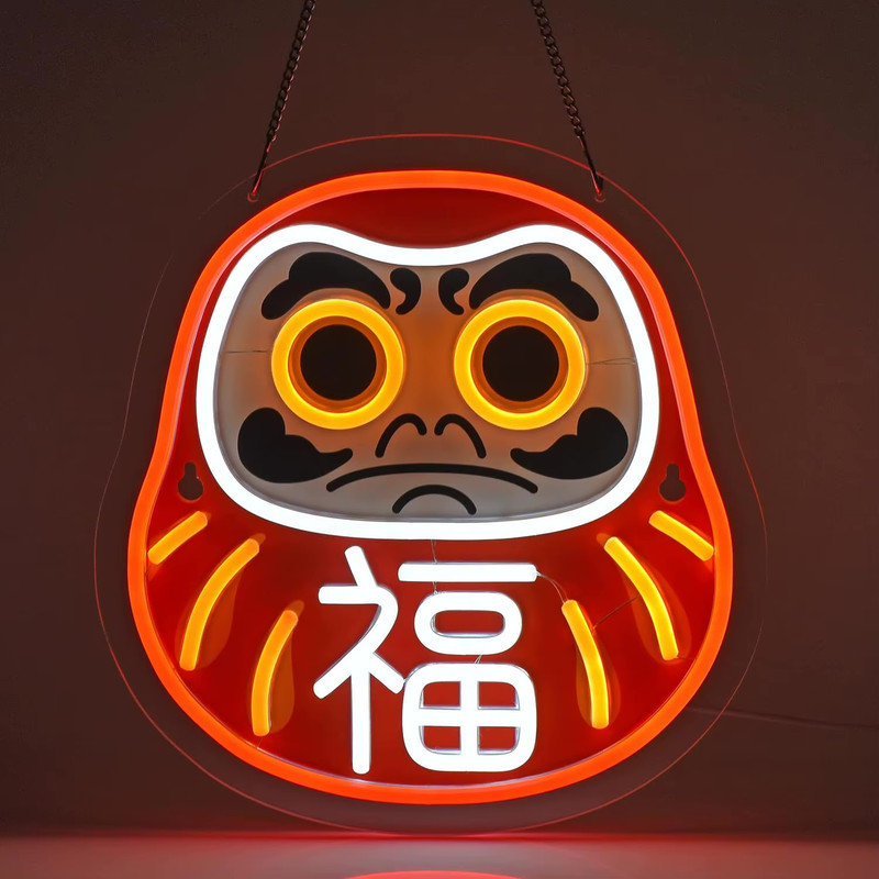 Daruma LED Neon Sign - USB Powered Wall Decor for Izakaya,  Dimmable Neon Lights for Japanese Street Food Drink Shop Restaurant Office Home Decor Aesthetics Draw Celebratory Gifts Lighting in multi color