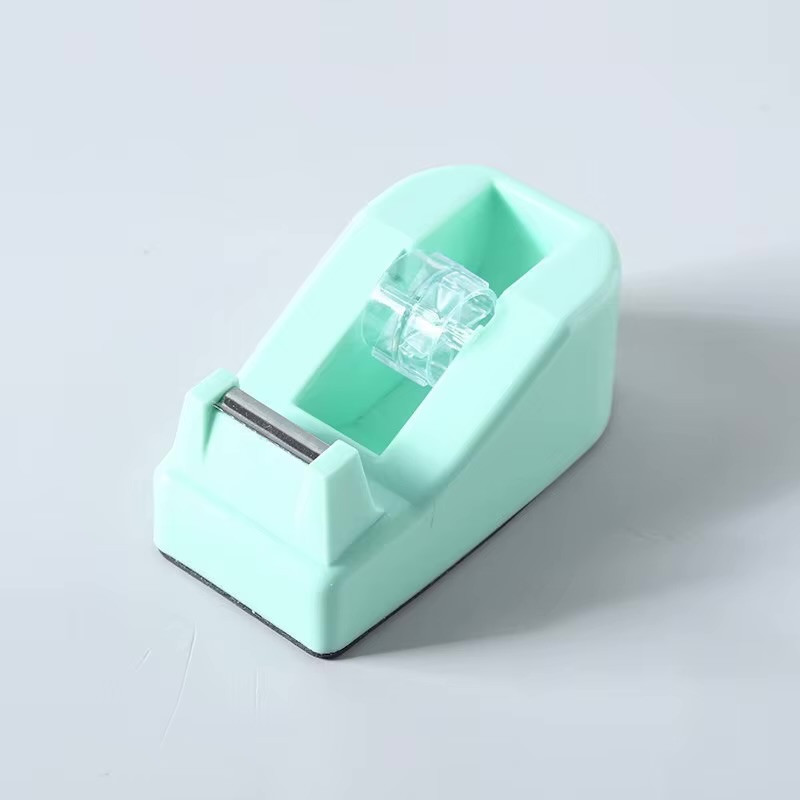Office Home Mini Tape Cutter Black Pink Blue Green Students Handmade Tools Non-slip Tape Dispenser Holder Family Gift Packaging in light green color