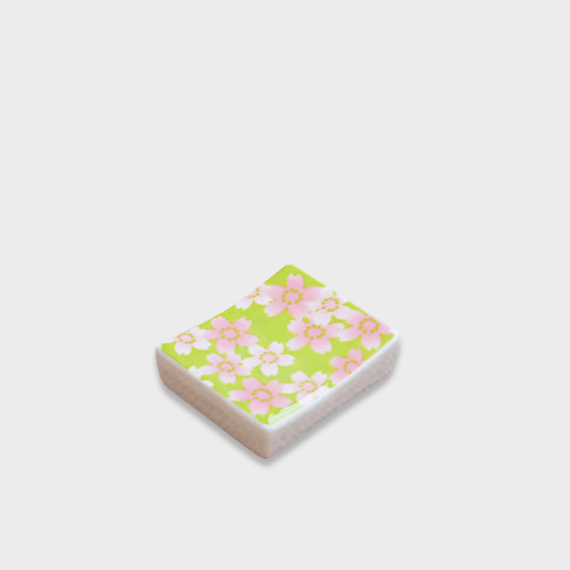Japanese Retro Ceramic sakura floral flowers geometric Chopstick Rest holder stand Dining tableware accessory Tabletop accessories in multi color yellow green