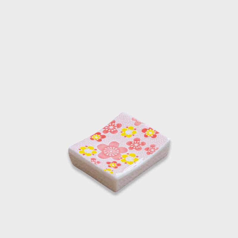 Japanese Retro Ceramic sakura floral flowers geometric Chopstick Rest holder stand Dining tableware accessory Tabletop accessories in multi color yellow orange