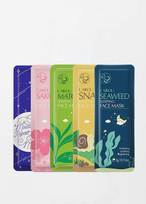 Japanese Sakura Snail Seaweed Sleeping Face Mask Anti Aging Skin Care Whitening Moisturizing Face Cleansing Green Tea Mud Treatments & Masks Style Japan Trending