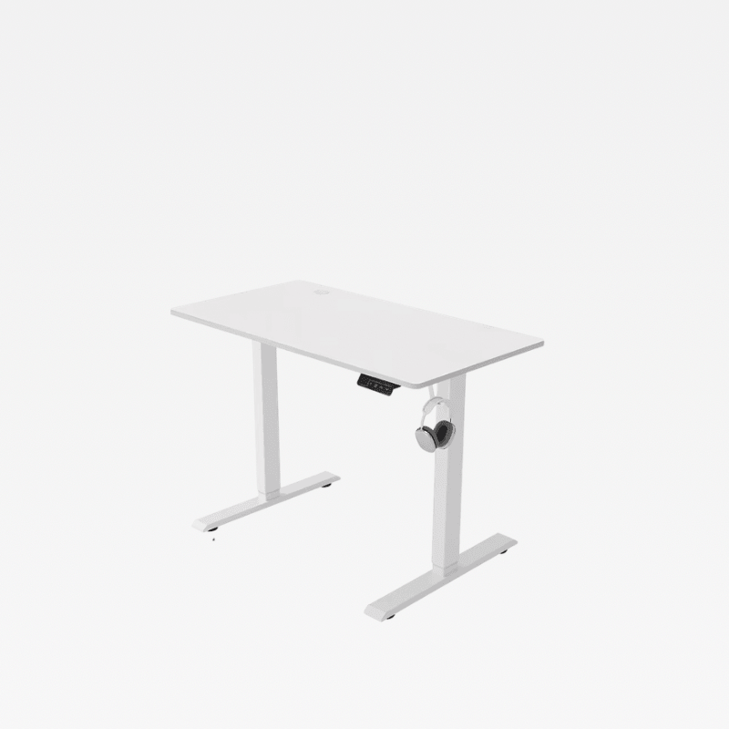 Office Home study room JC Electric Lifting Computer Sitting Standing Desk Single Motor with headphone hook rest Electrical desks furniture in white