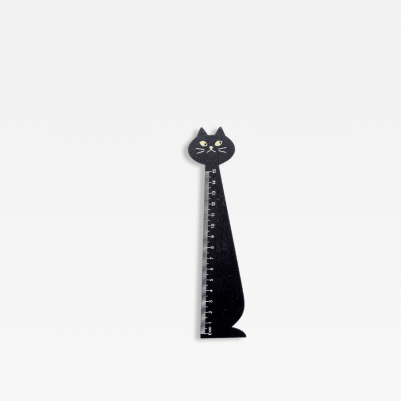 15cm Cute Cat Straight Ruler Wooden Kawaii Tools Stationery Cartoon Drawing Gift Office School Supplies Kitty Measuring in natural, black wood color