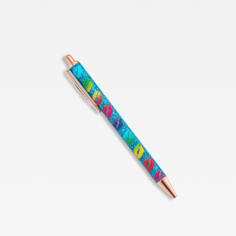 Office Home School kawaii cute writing Ballpoint Pen metal Stationery supply Pens in blue love hearts