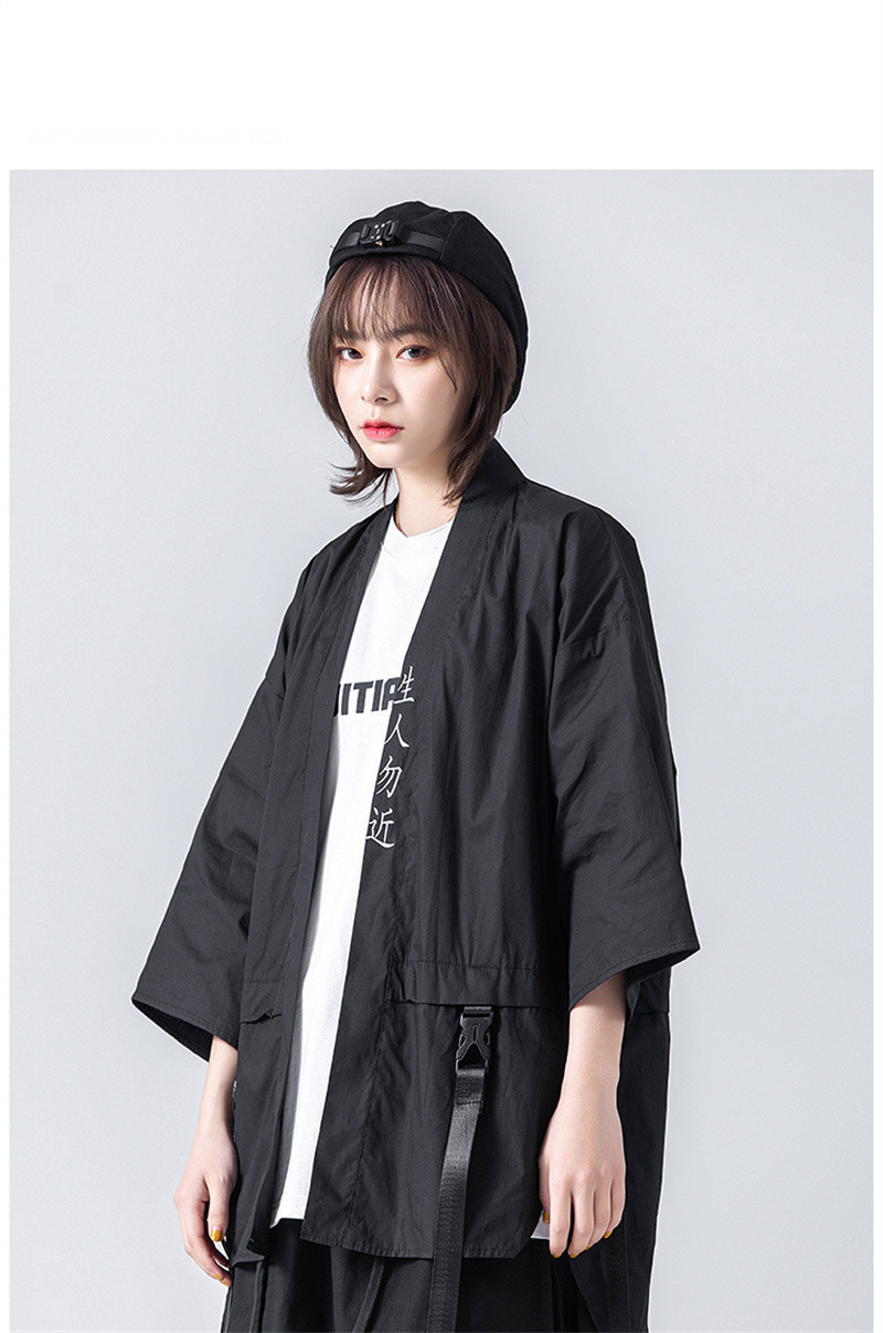 Techwear Kimono Unisex Anywear Mens Women’s T-Shirt Punk Gothic Cardigan Summer Short Sleeve Coat Samurai Cosplay Costumes Japanese Kimonos Hip Hop Japan Streetwear for Man Woman in Black White Plus Size China Chinese