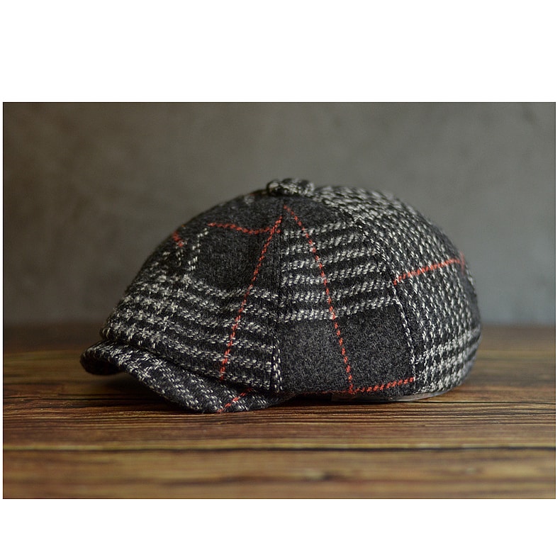 Gatsby Driver Cap   Unisex Anywear Mens Women’s Autumn Winter Plaid Newsboy Hat Wool Blend Male Beret Men And Women England Gatsby Retro Flat Caps Headwear Hats for Man Woman in Khaki