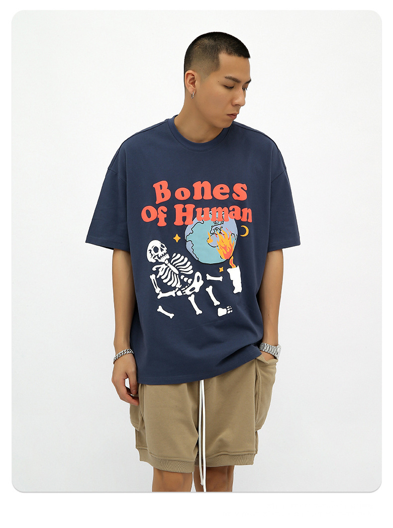 Graphic Streetwear T-Shirt   Unisex Anywear Women’s Mens Punk Tshirt Hip Hop Skull Skeleton Letter Planet Print Gothic Rock T-Shirts Harajuku Casual Cotton Short Sleeve Tops for Man Woman Trends in Black Brown Dusk Blue