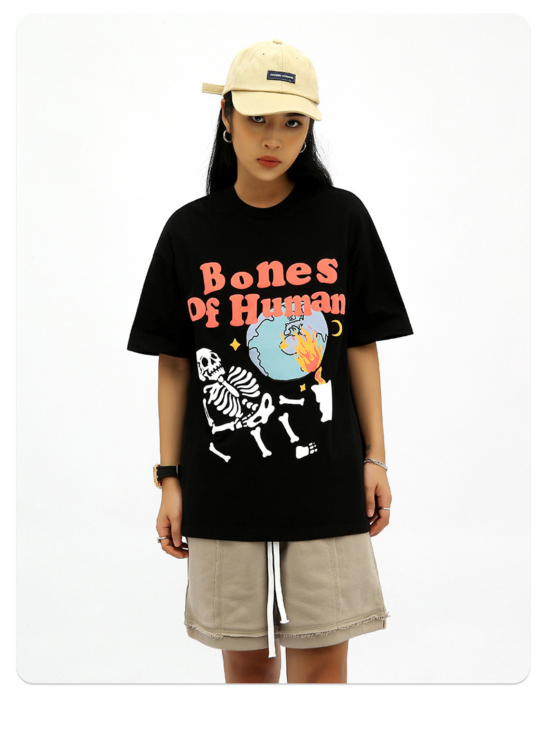 Graphic Streetwear T-Shirt   Unisex Anywear Women’s Mens Punk Tshirt Hip Hop Skull Skeleton Letter Planet Print Gothic Rock T-Shirts Harajuku Casual Cotton Short Sleeve Tops for Man Woman Trends in Black