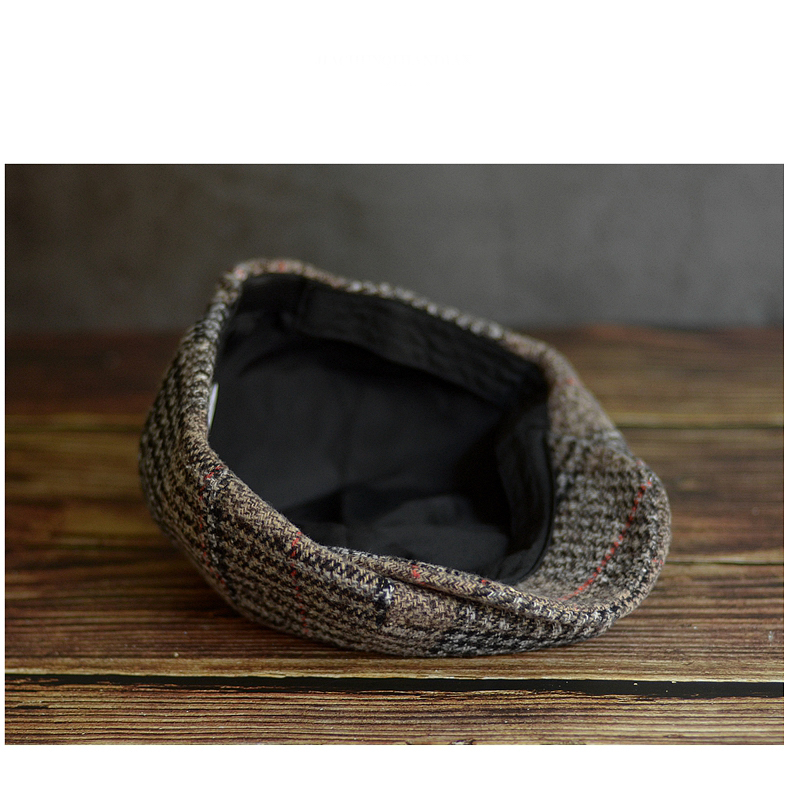 Gatsby Driver Cap   Unisex Anywear Mens Women’s Autumn Winter Plaid Newsboy Hat Wool Blend Male Beret Men And Women England Gatsby Retro Flat Caps Headwear Hats for Man Woman in Khaki