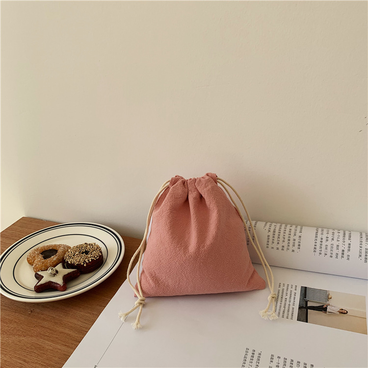 Pleated Cotton Drawstring Pouch Japanese Rice Grain Food Serveware Storage Packaging Gift Bag Jewelry Organizer Christmas Japan Bags in Pink