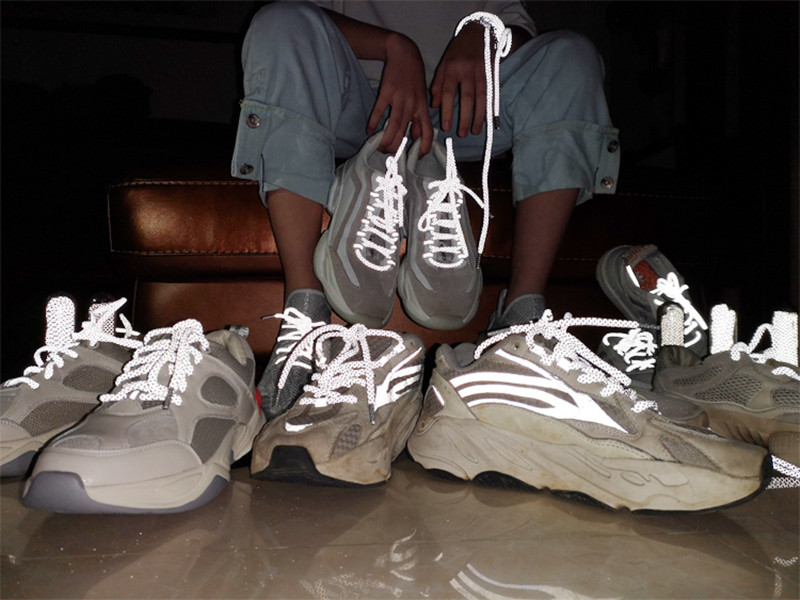 High Light Round Reflective Laces 47"   Unisex Mens Women’s Runner Shoe 3M Reflective Shoelaces Safety Luminous Glowing Shoelace for Yeezy 350 V2 Anywear Sneakers Activewear Footwear Accessories for Man Woman