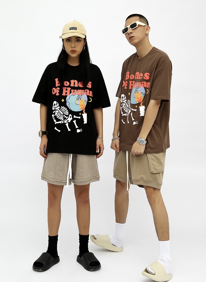 Graphic Streetwear T-Shirt   Unisex Anywear Women’s Mens Punk Tshirt Hip Hop Skull Skeleton Letter Planet Print Gothic Rock T-Shirts Harajuku Casual Cotton Short Sleeve Tops for Man Woman Trends in Black Brown Dusk Blue