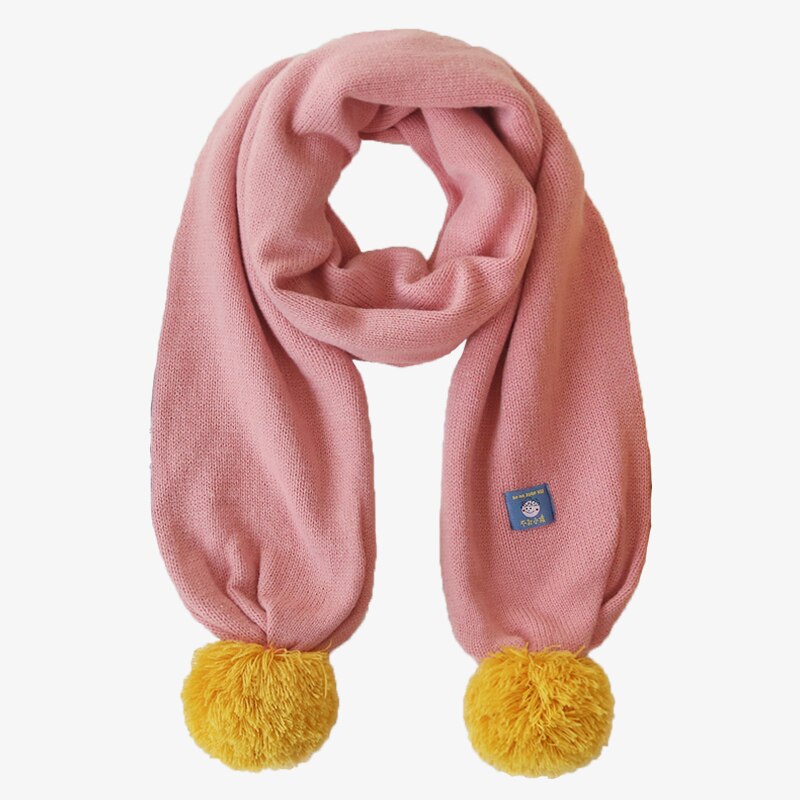 Soft Knitted Bobble Scarf  Lovely  Unisex Anywear Mens Women’s Winter Warm Knit Ball Spell Color Scarves for Man Woman in pink