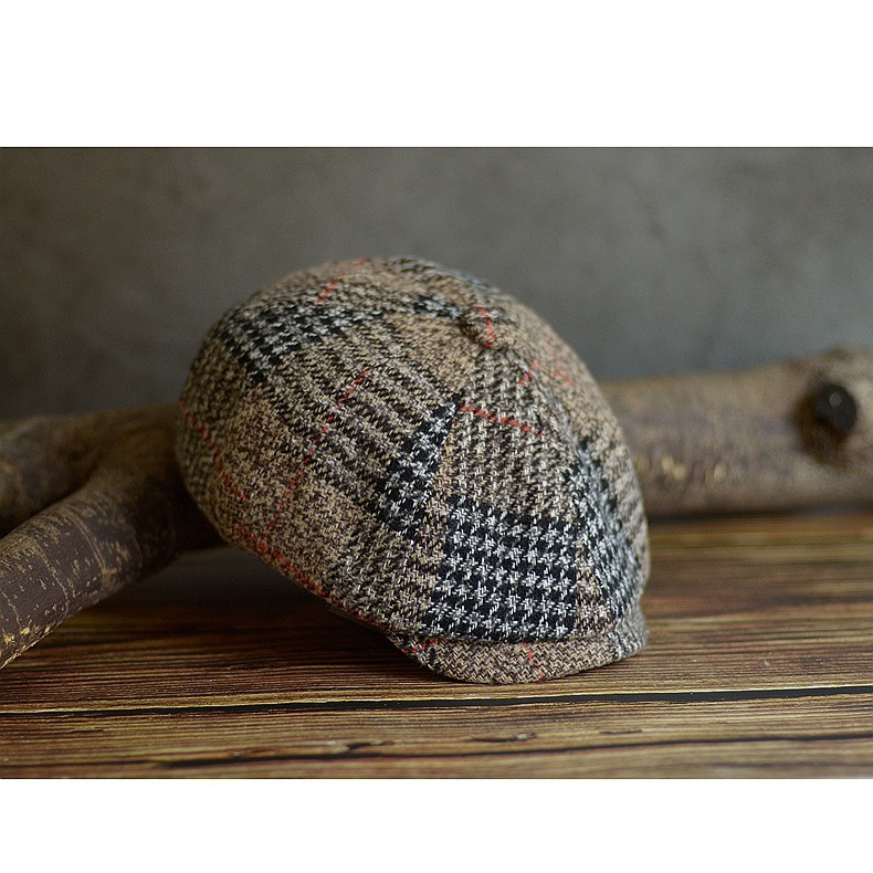 Gatsby Driver Cap   Unisex Anywear Mens Women’s Autumn Winter Plaid Newsboy Hat Wool Blend Male Beret Men And Women England Gatsby Retro Flat Caps Headwear Hats for Man Woman in Khaki