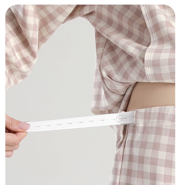 Maternity Pajamas Set  Unisex Anywear Mens Women’s Hospital Nursing Nightgown Maternity Outfit Breastfeeding Clothes for Man a woman in Brown Checkered Plaid