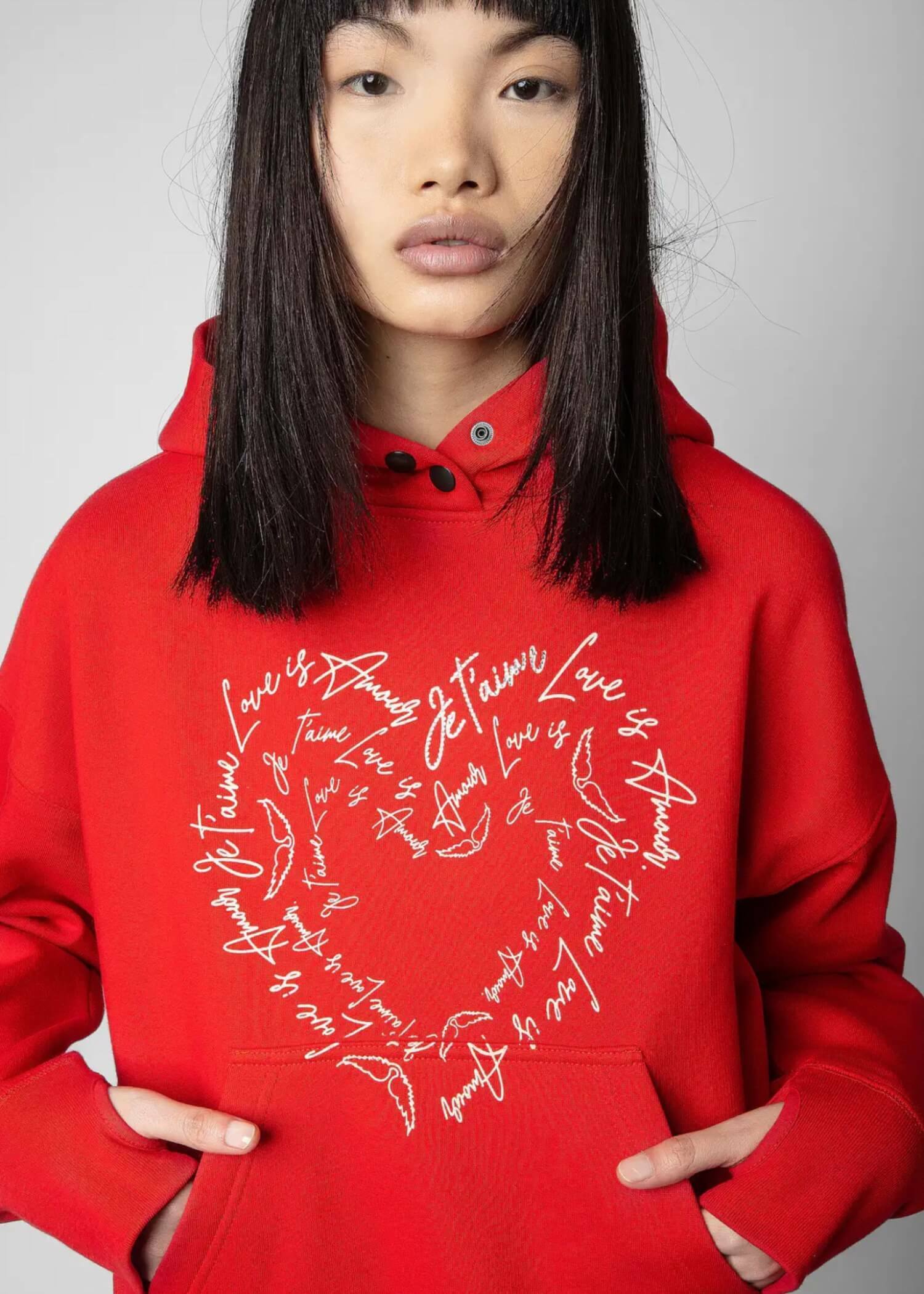 Mia Heart St-Valentin Sweatshirt  miteigi Women’s Zadig & Voltaire Letter Love Heart Print Crew Neck Long Sleeves Loose Pullovers Hooded sweatshirts for woman in red Spring Summer Fall Autumn womens fashion season crewneck sportswear hoodies