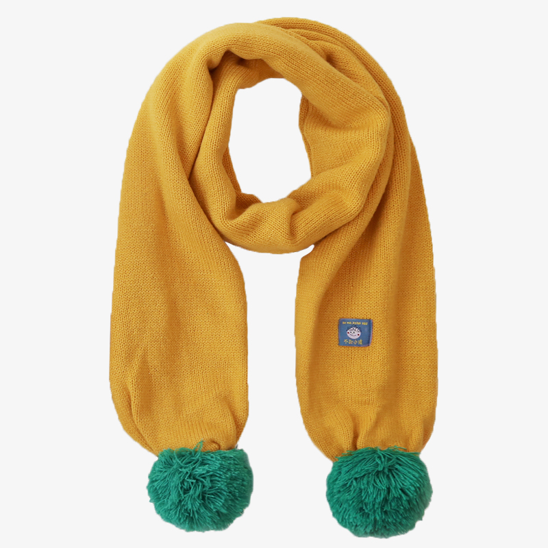 Soft Knitted Bobble Scarf  Lovely  Unisex Anywear Mens Women’s Winter Warm Knit Ball Spell Color Scarves for Man Woman in mustard yellow