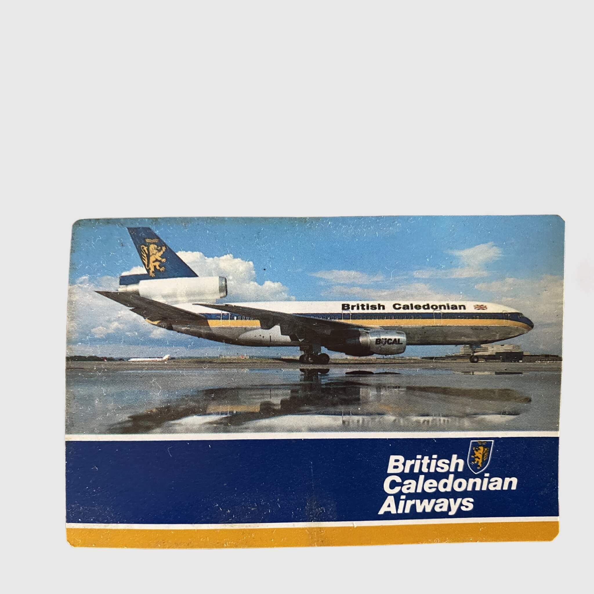 British Caledonian Airways 1982 Wallet Calendar   Vintage BR2031/130m/1081 Aviation memorabilia Business card size laminated airline calendars classic aviators collectibles collections With image of airlines MacDonald Douglas DC10 aircraft