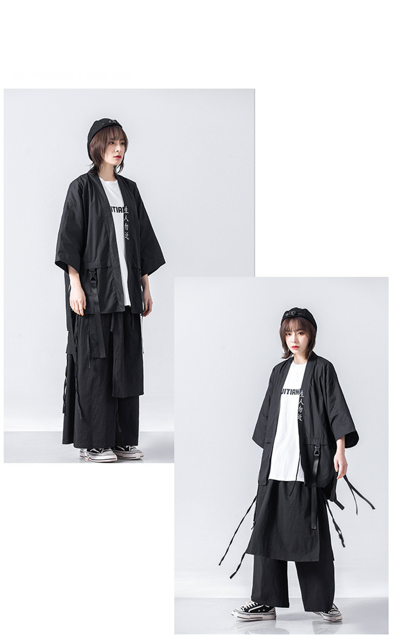 Techwear Kimono Unisex Anywear Mens Women’s T-Shirt Punk Gothic Cardigan Summer Short Sleeve Coat Samurai Cosplay Costumes Japanese Kimonos Hip Hop Japan Streetwear for Man Woman in Black White Plus Size China Chinese