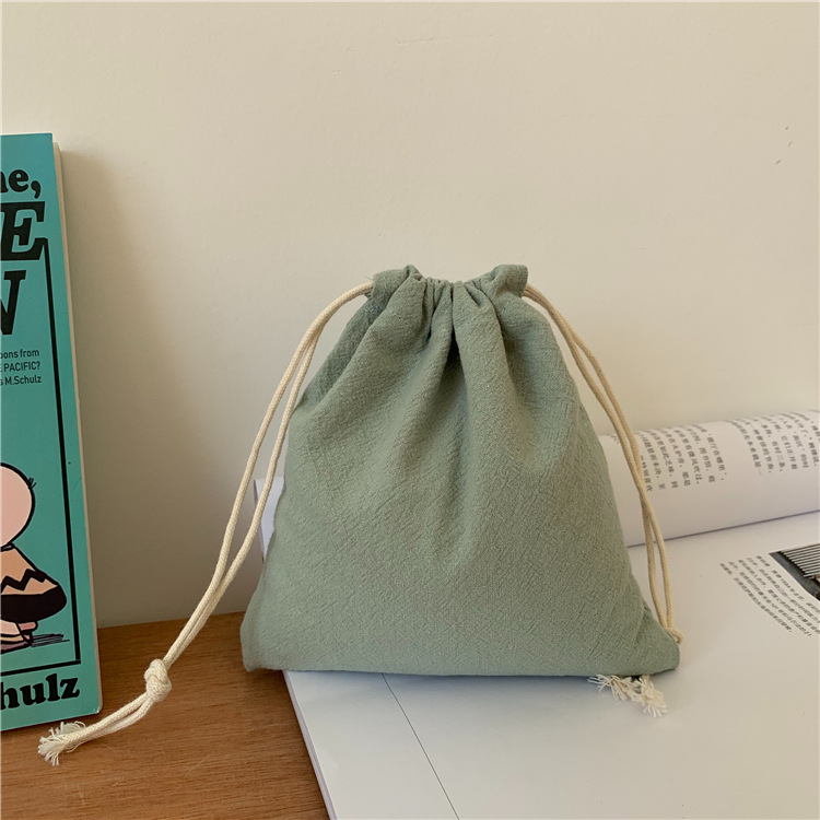 Pleated Cotton Drawstring Pouch Japanese Rice Grain Food Serveware Storage Packaging Gift Bag Jewelry Organizer Christmas Japan Bags in green