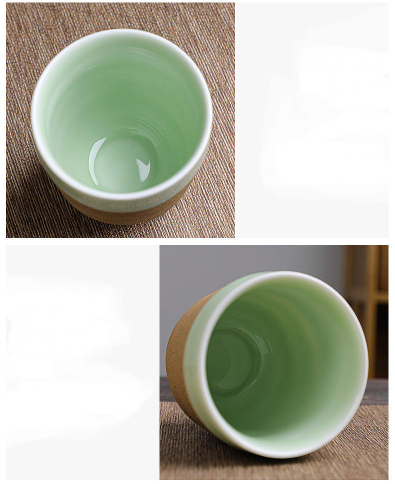 Celadon Coarse Pottery Coffee Cup Ceramic Kung Fu Teaware Retro Porcelain Teacup Office Handy Water Cups