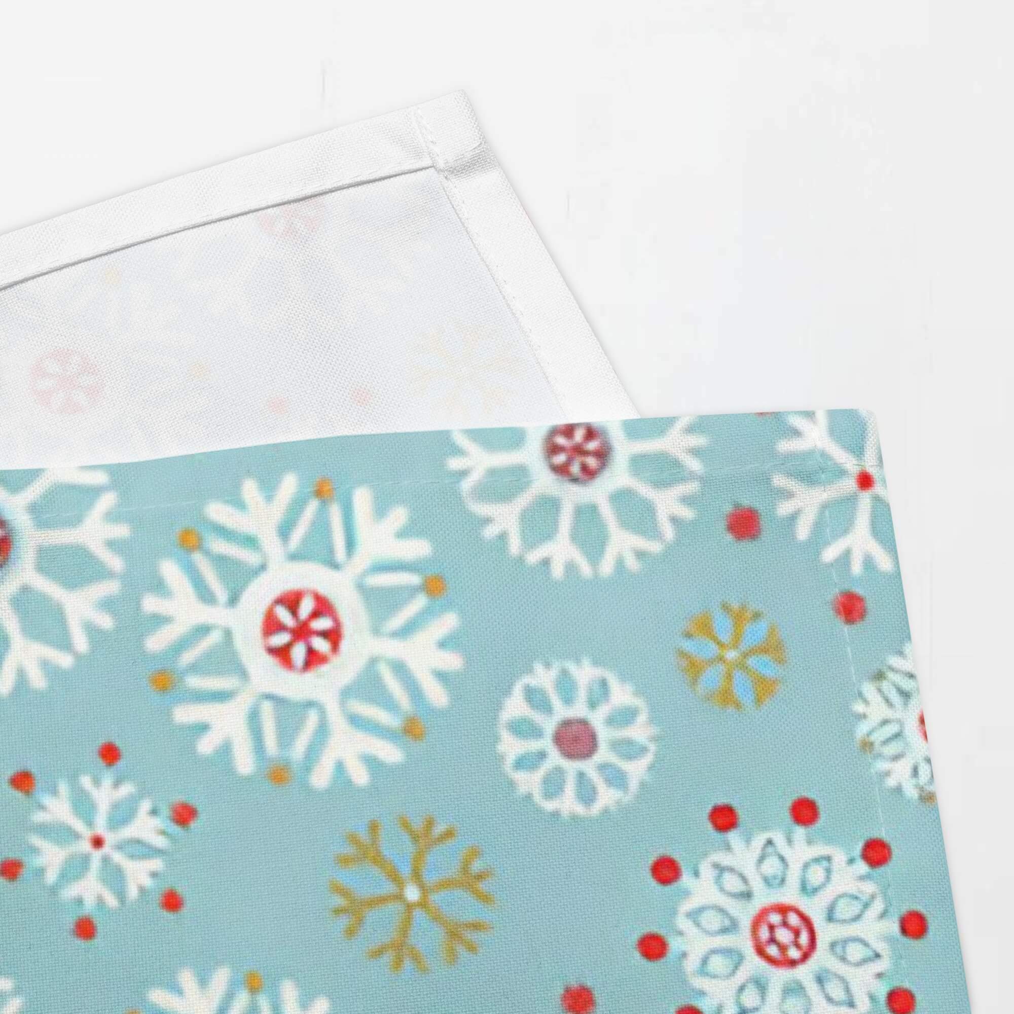 Snowflake Cloth Napkin 4-Piece Set  4pc Napkins Handkerchief Square Tea Towels Hand Sushi Home Lunch Serviette Japanese Souvenir Gift Wrapping Gifting Wrap Japan Traditional Cloth design DIY Craft Bento Bag Crafts Wrapper Souvenirs tableware linens Designs Light blue white green holiday festive season winter snowflakes patterns