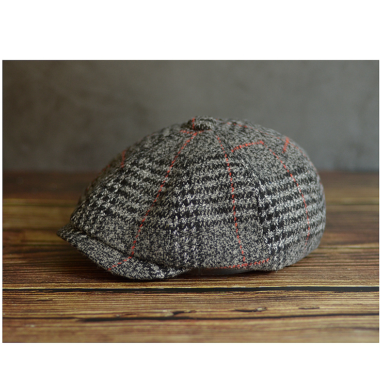 Gatsby Driver Cap   Unisex Anywear Mens Women’s Autumn Winter Plaid Newsboy Hat Wool Blend Male Beret Men And Women England Gatsby Retro Flat Caps Headwear Hats for Man Woman in Khaki