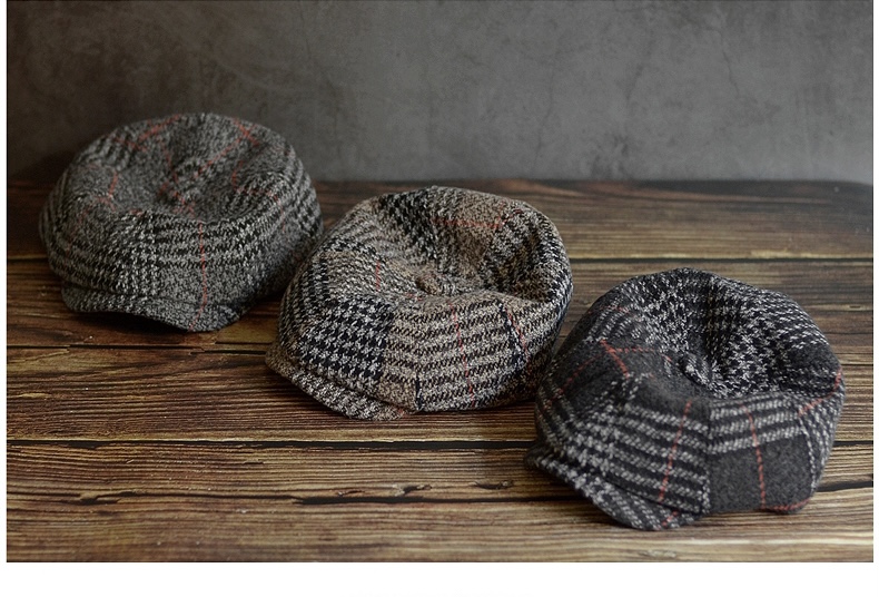 Gatsby Driver Cap   Unisex Anywear Mens Women’s Autumn Winter Plaid Newsboy Hat Wool Blend Male Beret Men And Women England Gatsby Retro Flat Caps Headwear Hats for Man Woman in Khaki
