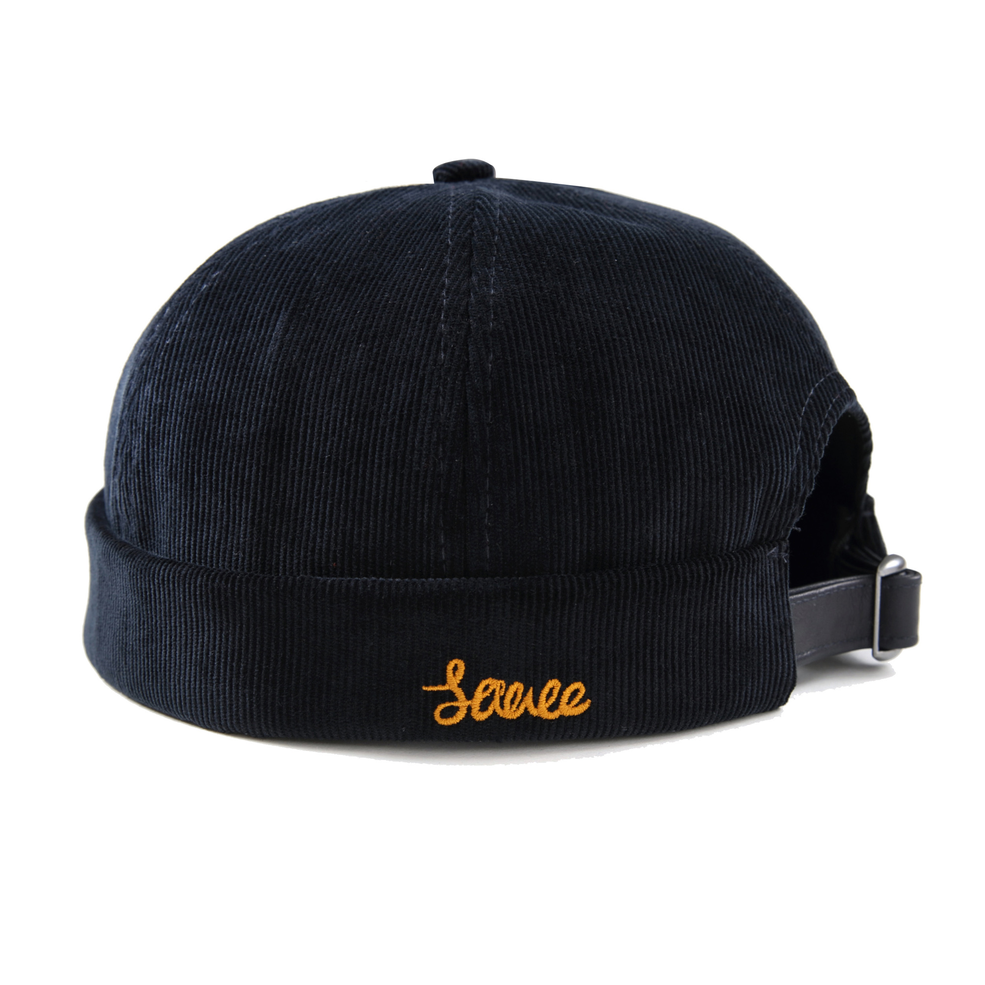 Sauce Skulcap  Unisex Anywear Men's Women’s Japanese Hat Fedoras Mens Miki Hats Ribbed Skullcaps Sailor's Cap Vintage Corduroy Fabric Embroidery Anti-deformation Size Adjustable Japan Caps for Man Woman in Dark Blue