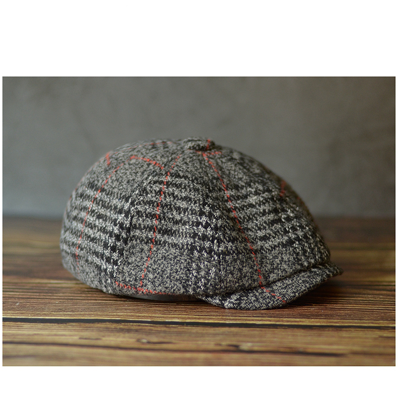 Gatsby Driver Cap   Unisex Anywear Mens Women’s Autumn Winter Plaid Newsboy Hat Wool Blend Male Beret Men And Women England Gatsby Retro Flat Caps Headwear Hats for Man Woman in Khaki