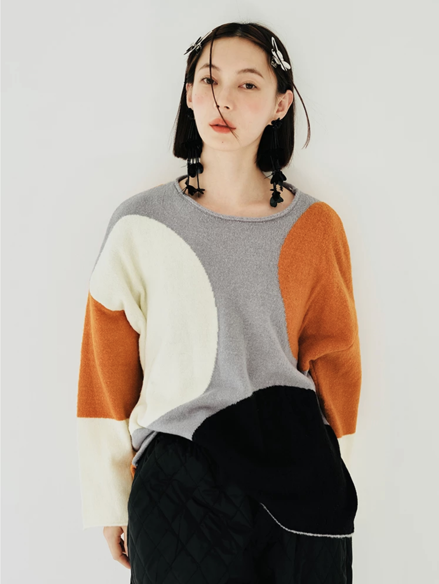 Crewneck Loose Fit Sweater   Women’s Japanese Original Design Sweaters Long Sleeve Round O-Neck Pullover Top Casual Loose Versatile Earthy Color Contrast Japan Knitwear Trend for Woman
