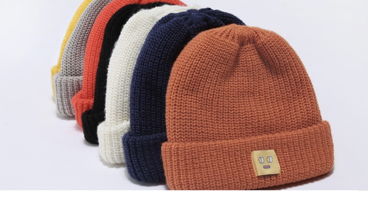 Cartoon Patch Knit Hat  Unisex Anywear Mens Women’s Japanese Harajuku Cute Knit Beanie Hat Autumn Winter Wool Blends Soft Warm Knitted Cap SkullCap Japan Beanies Hats for Man Woman in Black Navy Blue Gray / Grey Orange Red White Yellow