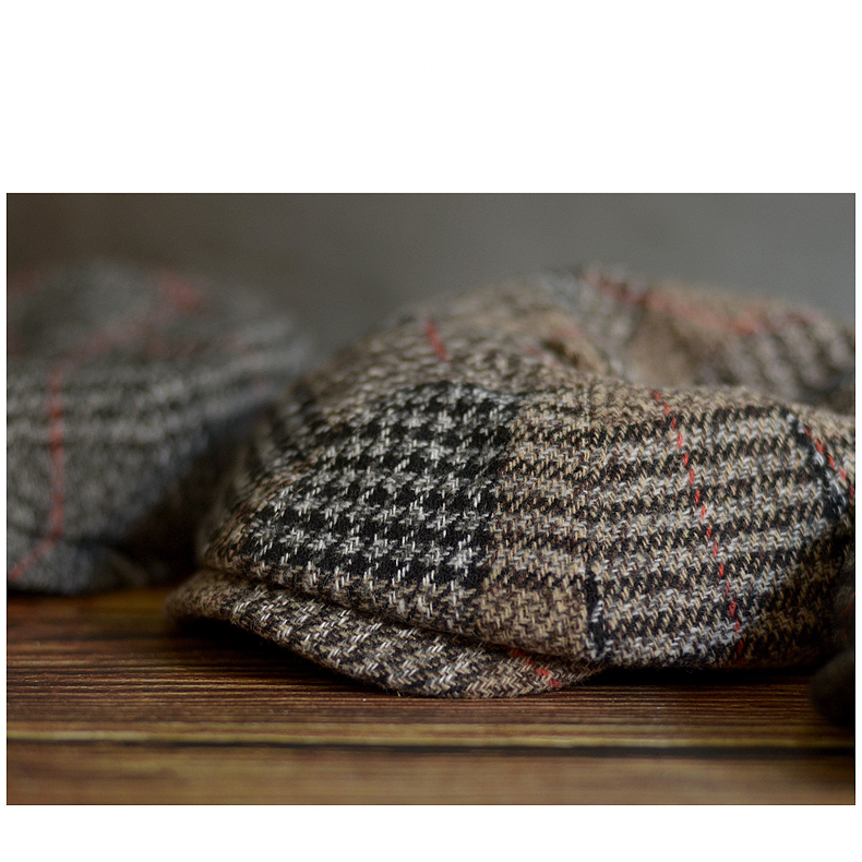 Gatsby Driver Cap   Unisex Anywear Mens Women’s Autumn Winter Plaid Newsboy Hat Wool Blend Male Beret Men And Women England Gatsby Retro Flat Caps Headwear Hats for Man Woman in Khaki
