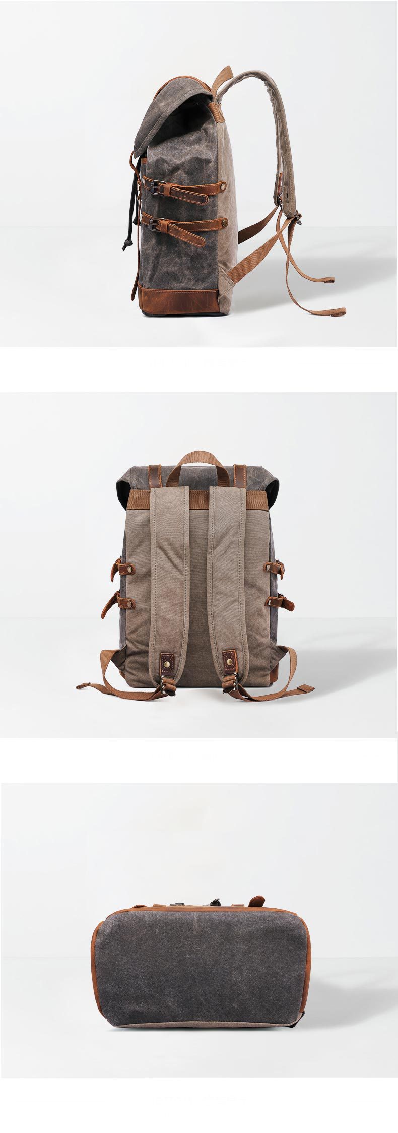 Oil Waxed Canvas Backpack  Unisex Anywear Men's Women’s Vintage Style Leather Belts Large Capacity Unisex Hiking Bags Multi-Function Travel Backpacks Trending