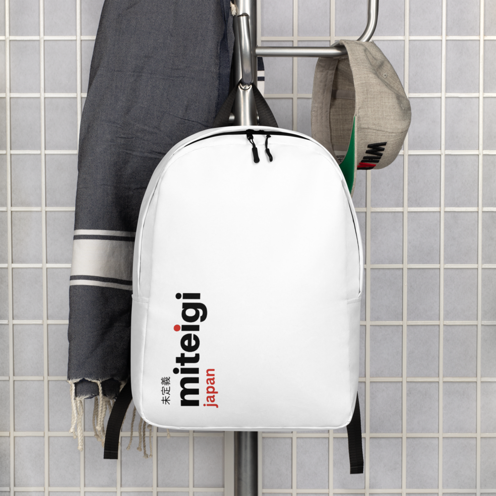 Minimalist Backpack miteigi Logo  miteigi Logo Branded product item travel luggage backpacks bags in white