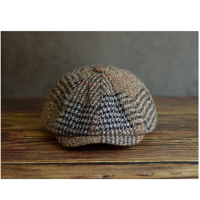 Gatsby Driver Cap   Unisex Anywear Mens Women’s Autumn Winter Plaid Newsboy Hat Wool Blend Male Beret Men And Women England Gatsby Retro Flat Caps Headwear Hats for Man Woman in Khaki