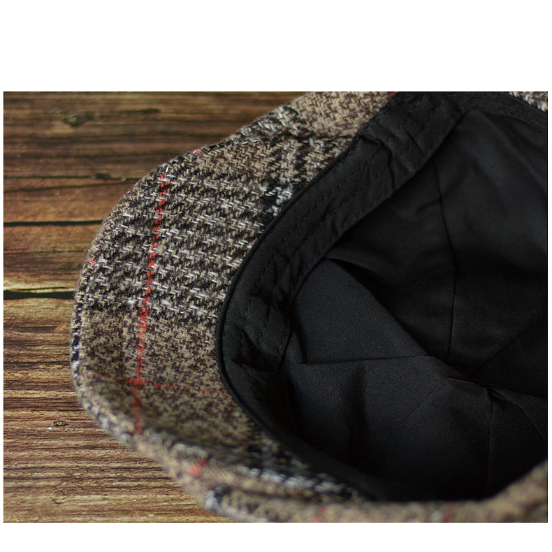 Gatsby Driver Cap   Unisex Anywear Mens Women’s Autumn Winter Plaid Newsboy Hat Wool Blend Male Beret Men And Women England Gatsby Retro Flat Caps Headwear Hats for Man Woman in Khaki