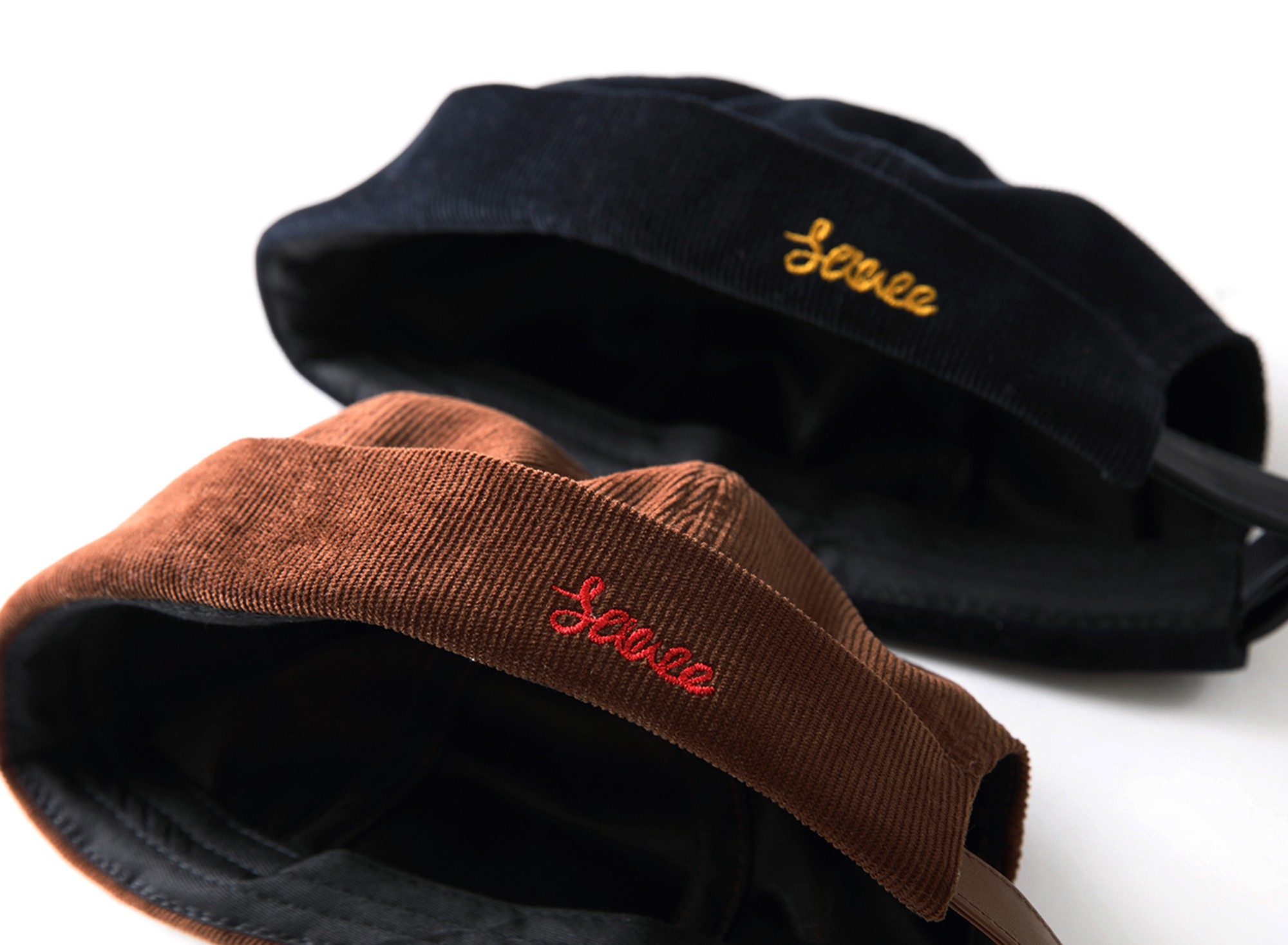 Sauce Skulcap  Unisex Anywear Men's Women’s Japanese Hat Fedoras Mens Miki Hats Ribbed Skullcaps Sailor's Cap Vintage Corduroy Fabric Embroidery Anti-deformation Size Adjustable Japan Caps for Man Woman in Auburn Brown Dark Blue